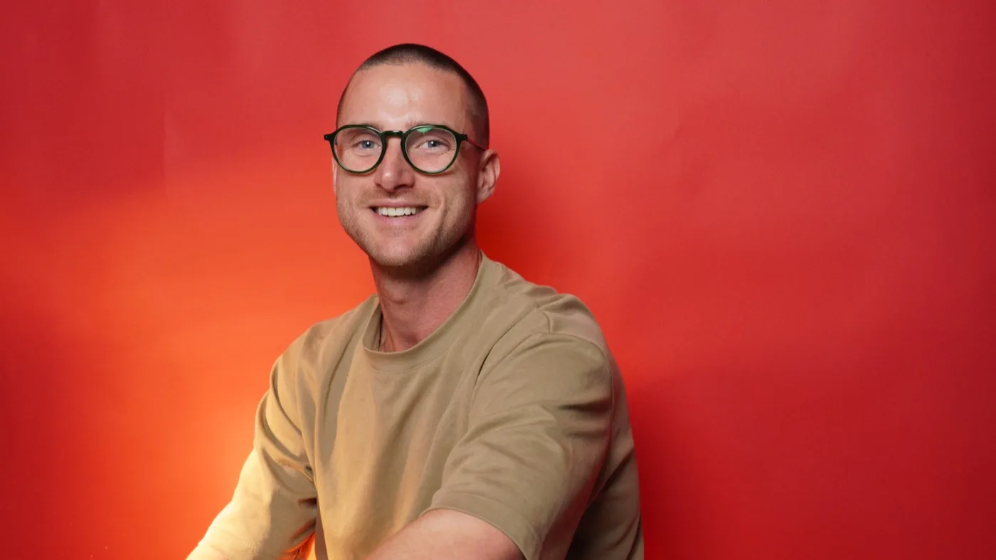 Elliot, host of Claude & Coffee, in the studio at Jagger Rocky