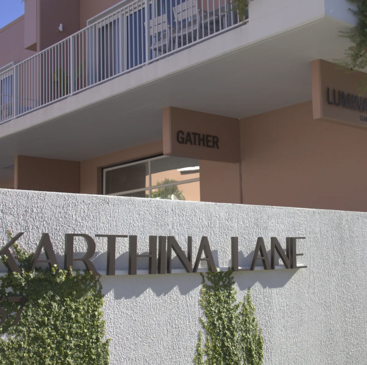 Gather signage on Karthina Lane, Bulimba